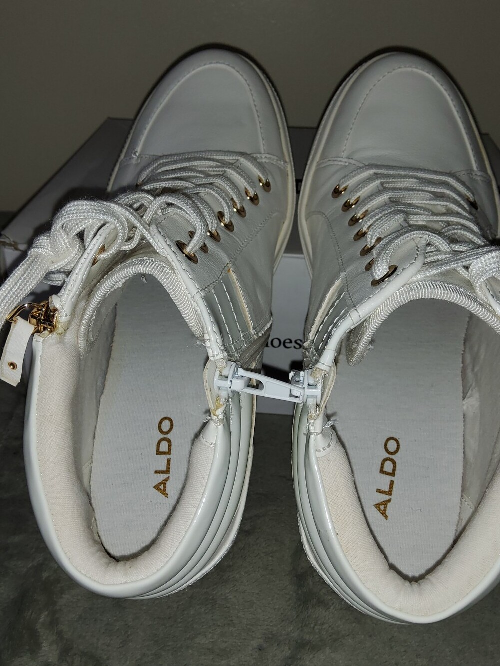 * Aldo Women's Kaia Hidden Wedge Zipper Fashion Sneakers White Size 11 - Picture 12 of 12